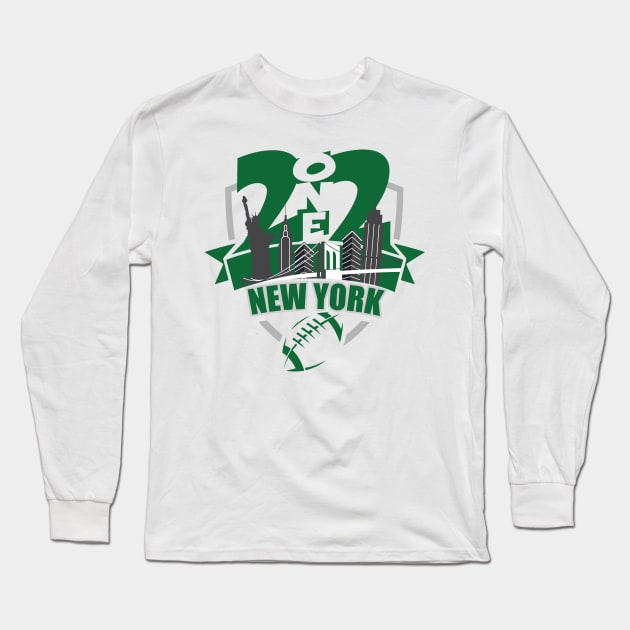 212 New York Football Green Long Sleeve T-Shirt by AssortedRealitee